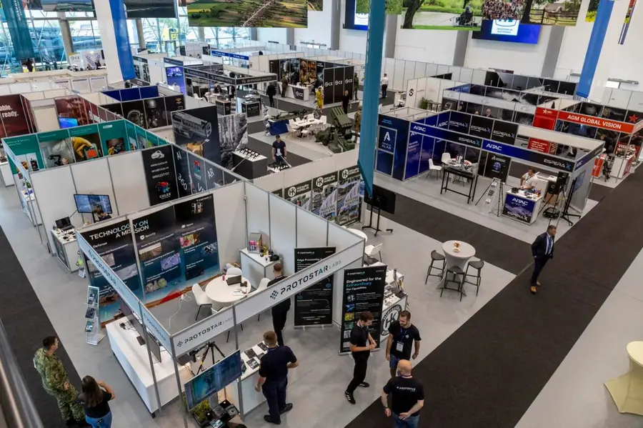 Overhead view of exhibitor stands at the Osijek Exhibition Centre