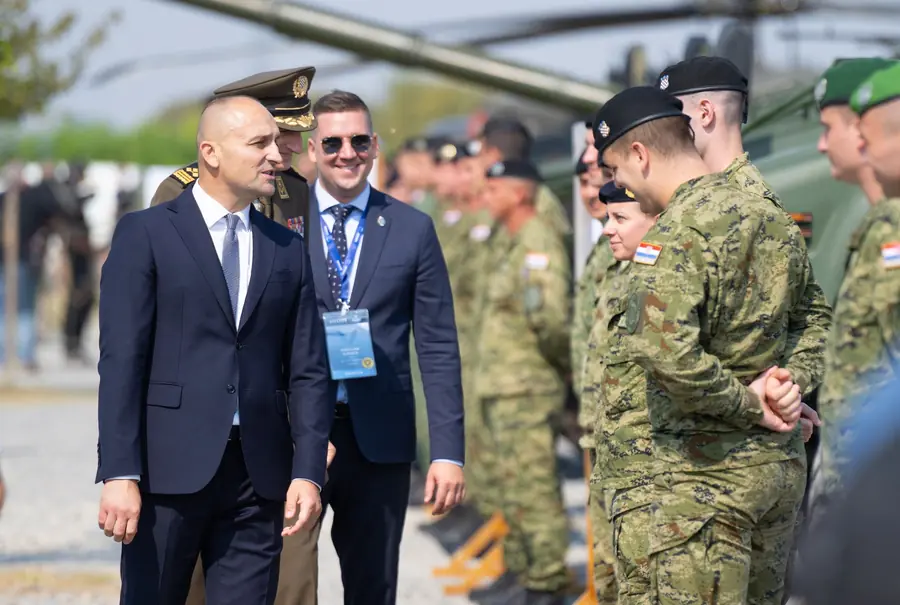 Croatian Defence Minister inspecting the honour guard at the outdoor static display